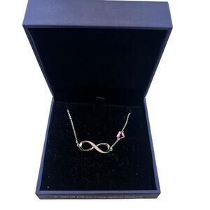 CDE Sterling Silver Bracelet Infinity Symbol Pink Heart Bracelet 7-9" in Box